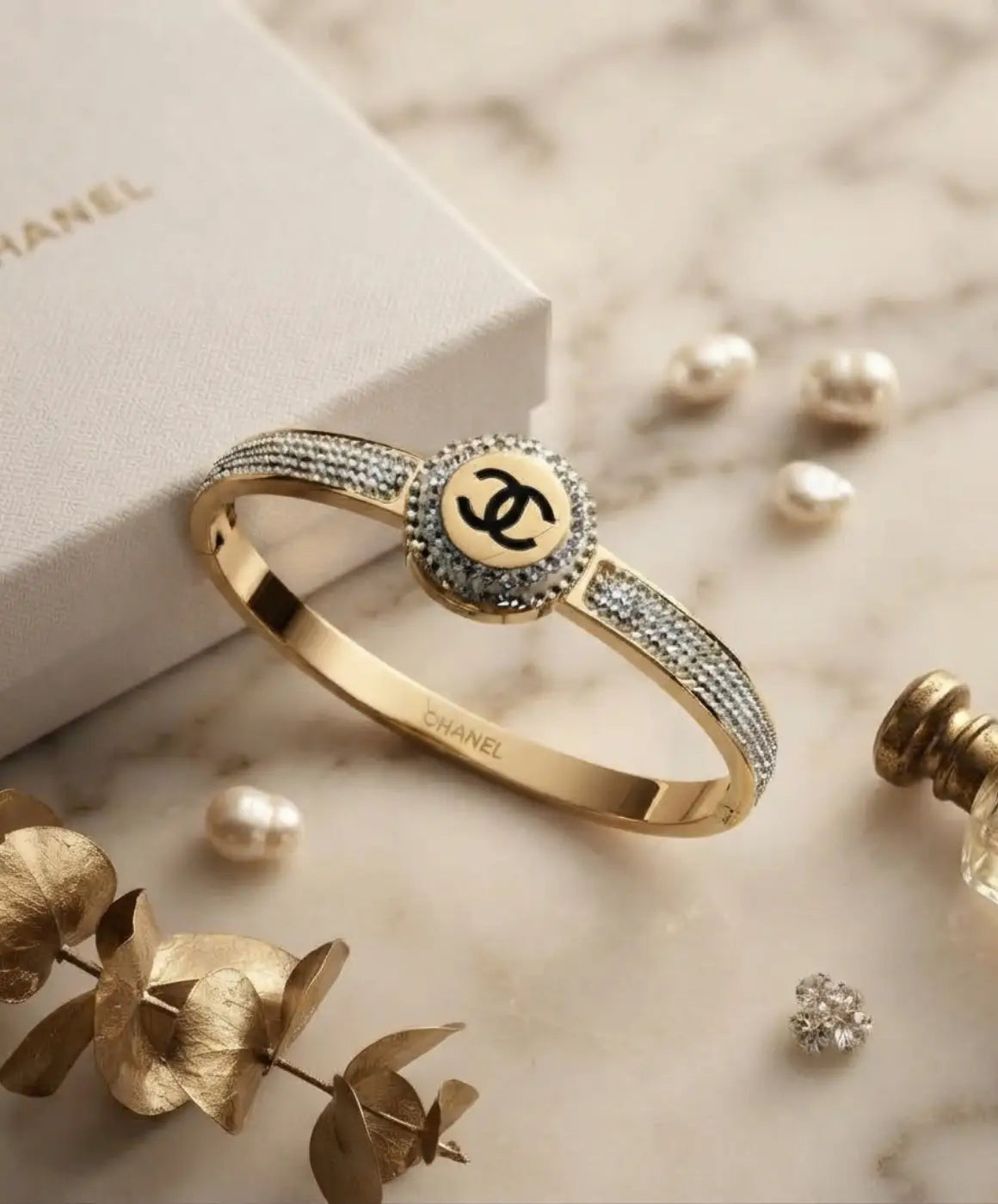 White Gold-Tone Crystal Cuff Bracelet for Women – Elegant Statement Jewelry