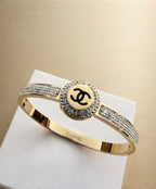 White Gold-Tone Crystal Cuff Bracelet for Women – Elegant Statement Jewelry