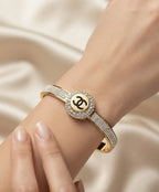 White Gold-Tone Crystal Cuff Bracelet for Women – Elegant Statement Jewelry