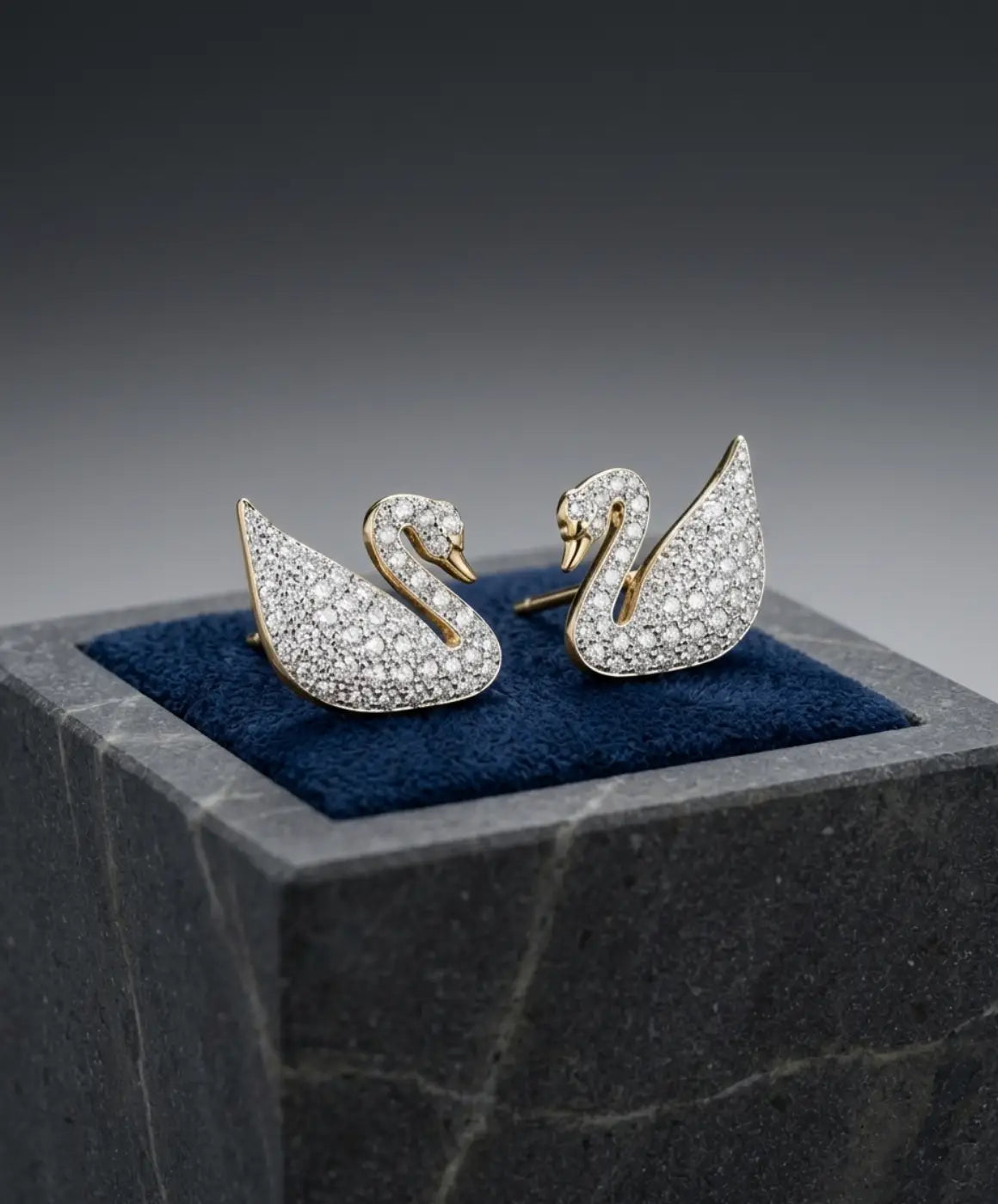 Silver Swan Stud Earrings for Women – Crystal Swan Statement Earrings