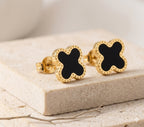 Black Clover Gold Stud Earrings