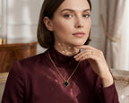 Lucky Four-Leaf Black Clover Pendant Minimalist Gold Chain Necklace