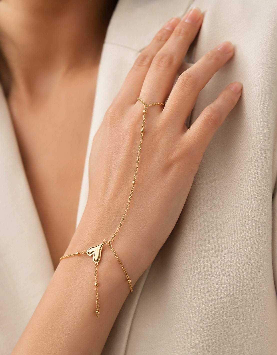 Gold-Tone Delicate Ringlet for Women – Elegant Hand Jewelry