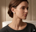 White Clover Earrings – Elegant Gold-Tone Clover Stud Earrings