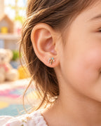 Rose Gold Tree Stud Earrings with Mint Green & Crystal Accents