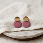 Pink and Gold Round Drop Earrings for Women – Elegant Fashion Jewelry
