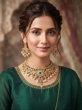 rajwadi Jewellery Set – Royal Kundan Pearl & Emerald Bridal Set in pakistan
