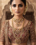 rajwadi Jewellery Set – Royal Pearl, Kundan & Green Stone Bridal Set in pakistan
