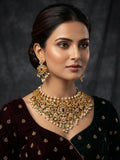 rajwadi Jewellery Set – Traditional Kundan, Pearl & Emerald Bridal Necklace Set in pakistan
