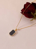 Women's Black Rectangle Pendant Necklace