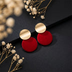 Red and Gold Round Statement Earrings for Women – Bold Fashion Jewelry