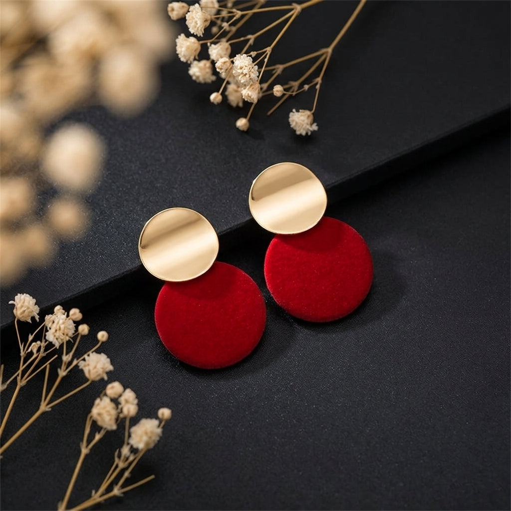 Red and Gold Round Statement Earrings for Women – Bold Fashion Jewelry