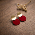 Red and Gold Round Statement Earrings for Women – Bold Fashion Jewelry