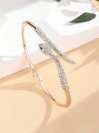 1pc Snake-Shaped Crystal Bangle Bracelet - Serpentine Design With Sparkling Crystals - Chic Accessory For Elegant