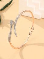 1pc Snake-Shaped Crystal Bangle Bracelet - Serpentine Design With Sparkling Crystals - Chic Accessory For Elegant