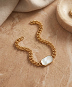 White Geometric Stone Gold Bracelet