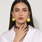 Yellow and Gold Circular Drop Earrings for Women – Stylish Everyday Jewelry