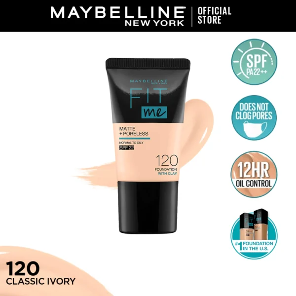 Maybelline Fit Me Foundation Matte And Poreless 18ml Tube 120 Classic Ivory