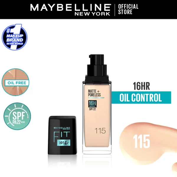 Maybelline Fit Me Matte+Poreless Foundation For Normal To Oily Skin -115 30Ml