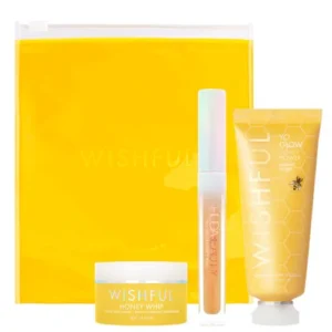 Huda Beauty X Wishful The Honey Bunch Set Enzyme Scrub+Silk Balm+Peptide Moisturizer