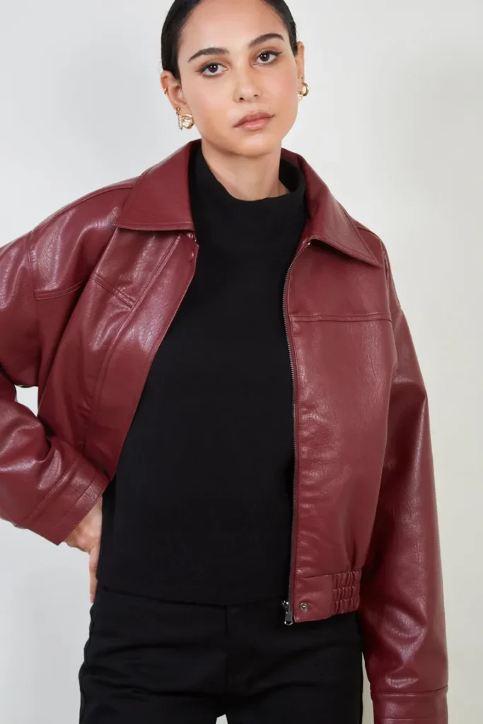 Glassworks London
Burgundy Vegan Leather Short Jacket