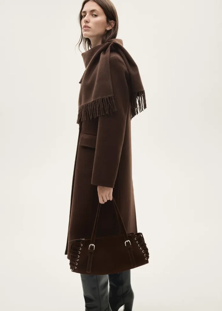 Mango
Wool Coat With Fringed Scarf