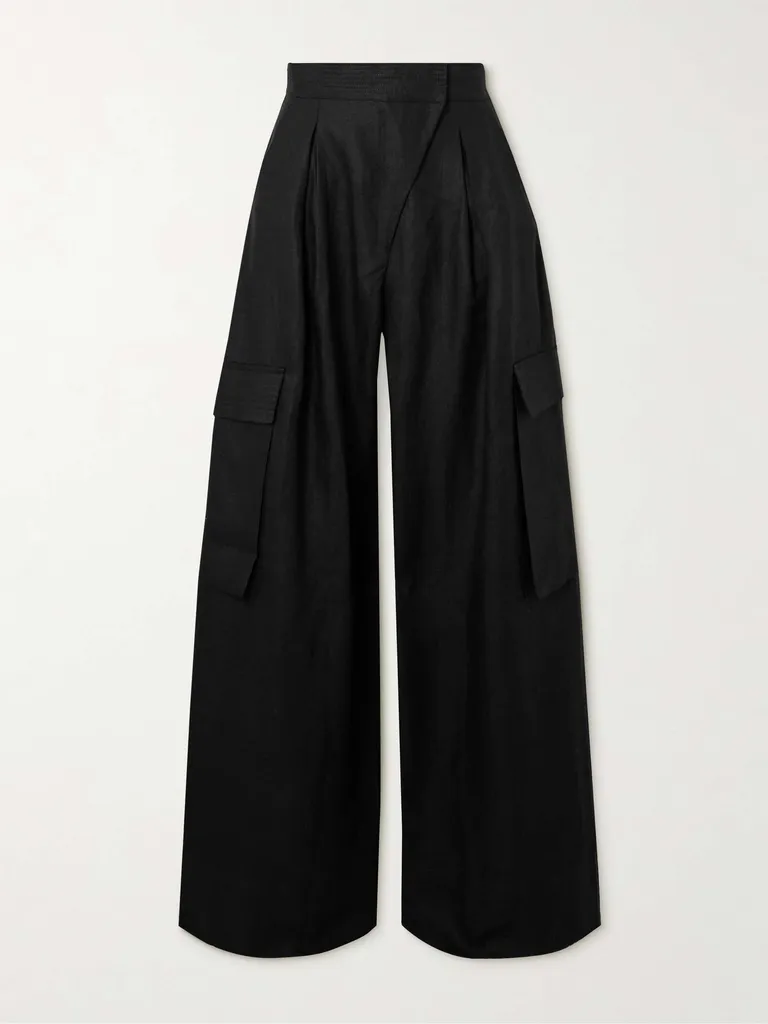ANDRES OTALORA
Pleated Linen Wide-Leg Cargo Pants