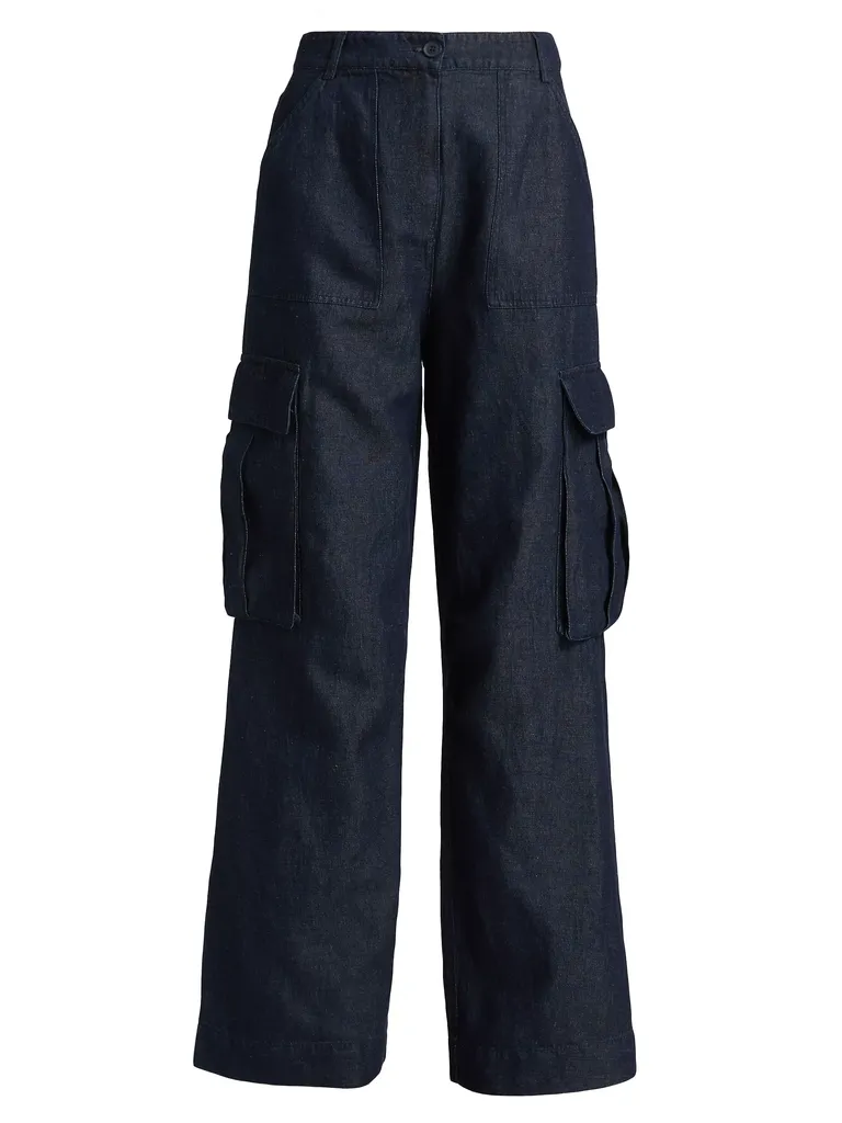 susana monaco
Denim Linen-Blend Cargo Pants