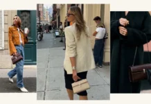 If You’re a Fan of The Row’s Handbags, You’ll Love This Lesser-Known But Just as Elegant Brand Women wearing structured leather shoulder bags with chic street-style outfits.
