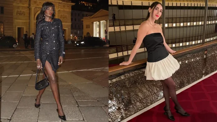 A women's custom-made black sequined vintage blazer jacket featuring a silver-tone buckle closure at the waist.