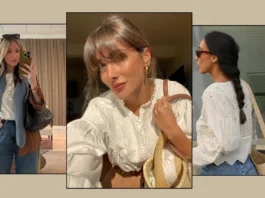 Chic outfit ideas featuring a white embroidered blouse and casual denim looks
