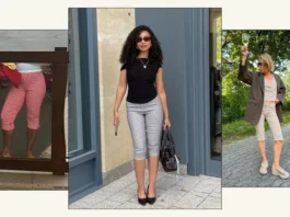 Women styling trendy capri pants in chic summer outfits.