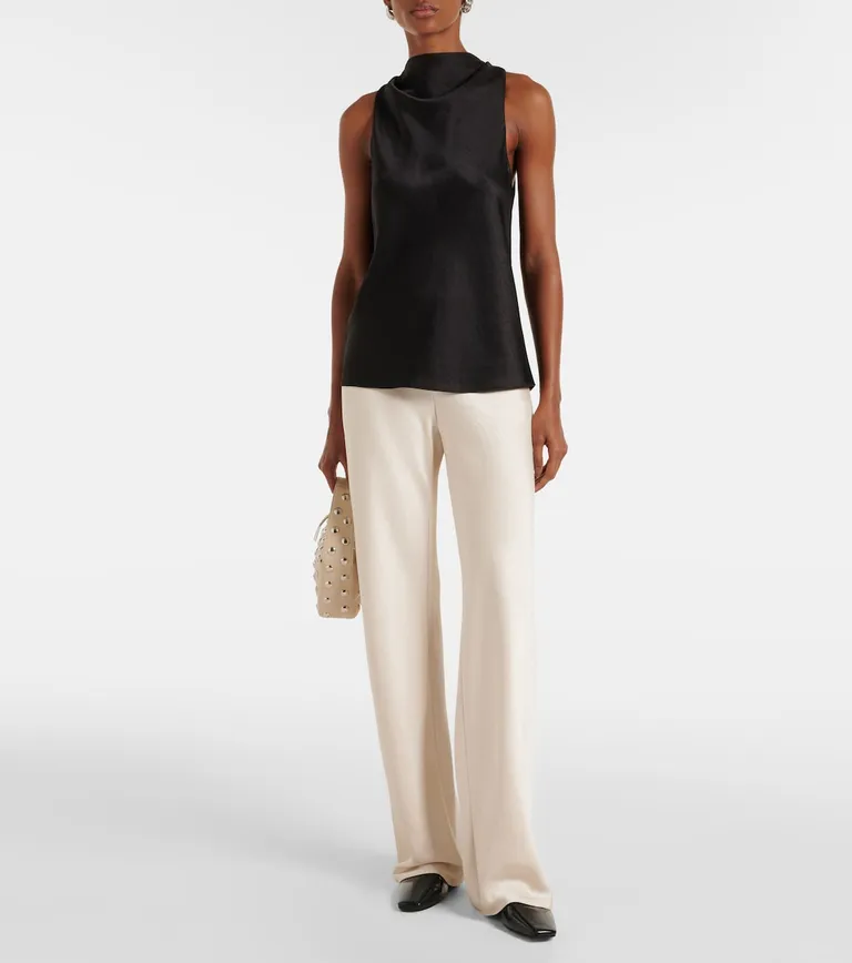 Vince
High-Rise Satin Wide-Leg Pants
