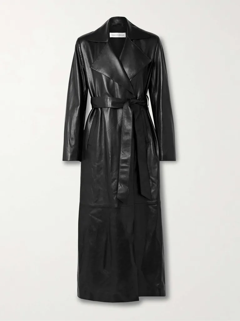 NOUR HAMMOUR
Kasha Belted Leather Trench Coat