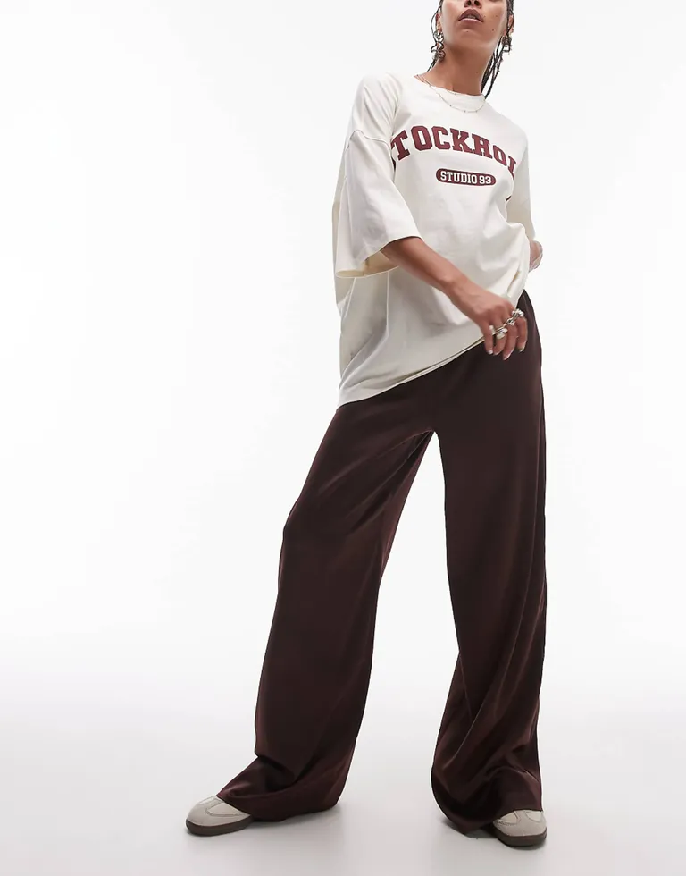 Topshop
Satin Drawcord Trouser in Brown