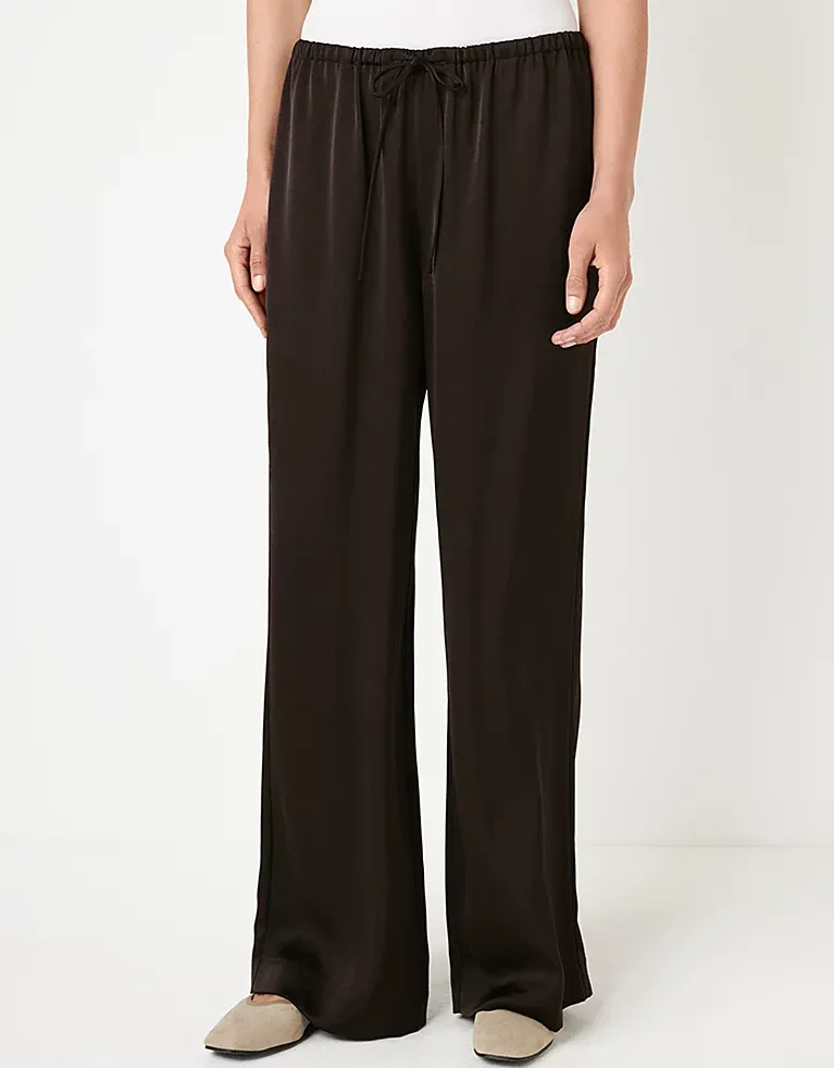 The White Company
Drawstring Waist Double Satin Wide Leg Trousers
