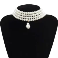 Round Pearls Beads Collar Choker Necklace For Women Irregular Baroque Pearl Pendant