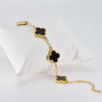 Black gold clover bracelet