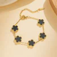 Gold clover flower bracelet for women elegant design