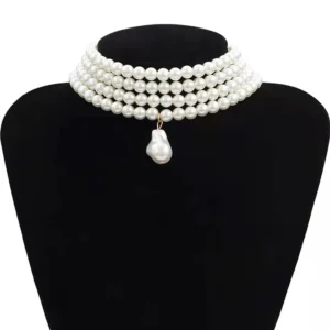 Round Pearls Beads Collar Choker Necklace For Women Irregular Baroque Pearl Pendant