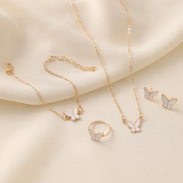 white Butterfly Glazed Necklace