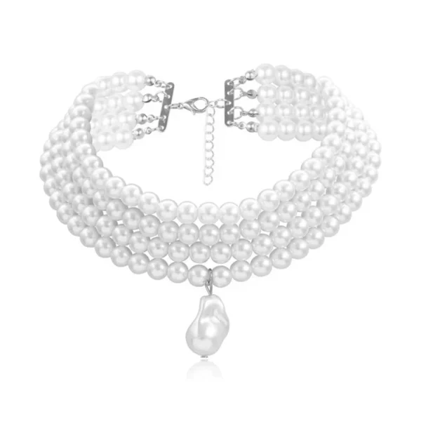 Round Pearls Beads Collar Choker Necklace