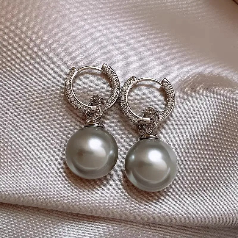 Silver Pearl Drop Earrings for Women