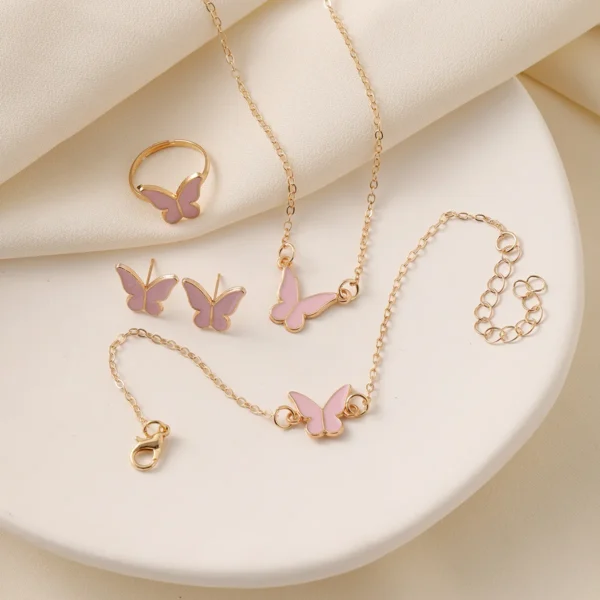 pink Butterfly Glazed Necklace