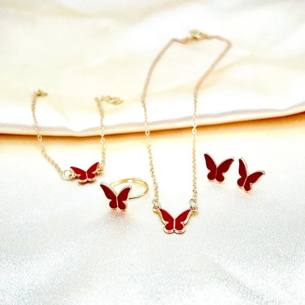 red Butterfly Glazed Necklace