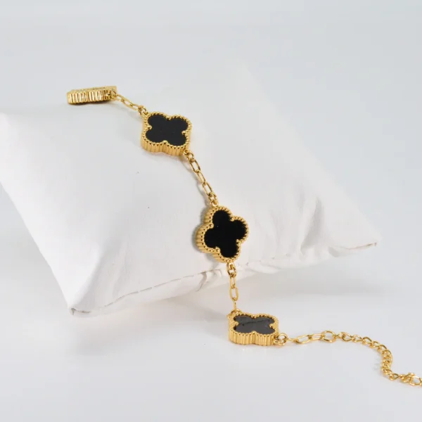 Black gold clover bracelet