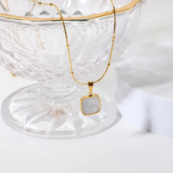 Modern white pendant necklace lifestyle image