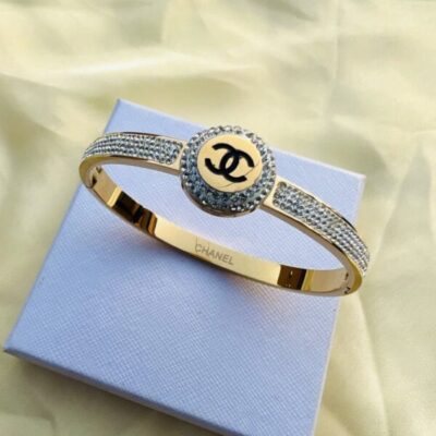 Gold-tone crystal bangle for women