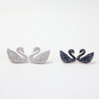 Side view swan cubic zirconia stud earrings