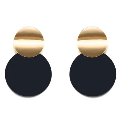 Elegant black joker stud earrings geometric design